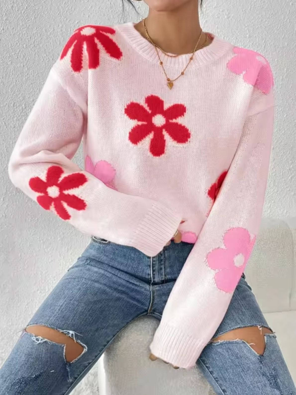 Sudadera floral suave y cálida