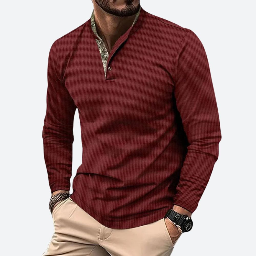 Camisa Hombre Slim Cuello Alto Mangas Largas