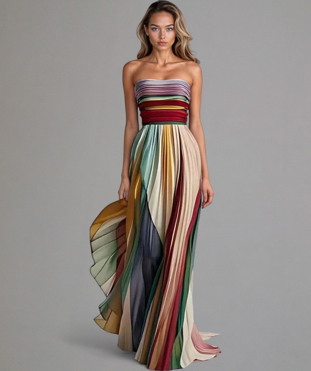 Vestido de fiesta elegante con estampado y pliegues - Vestiria