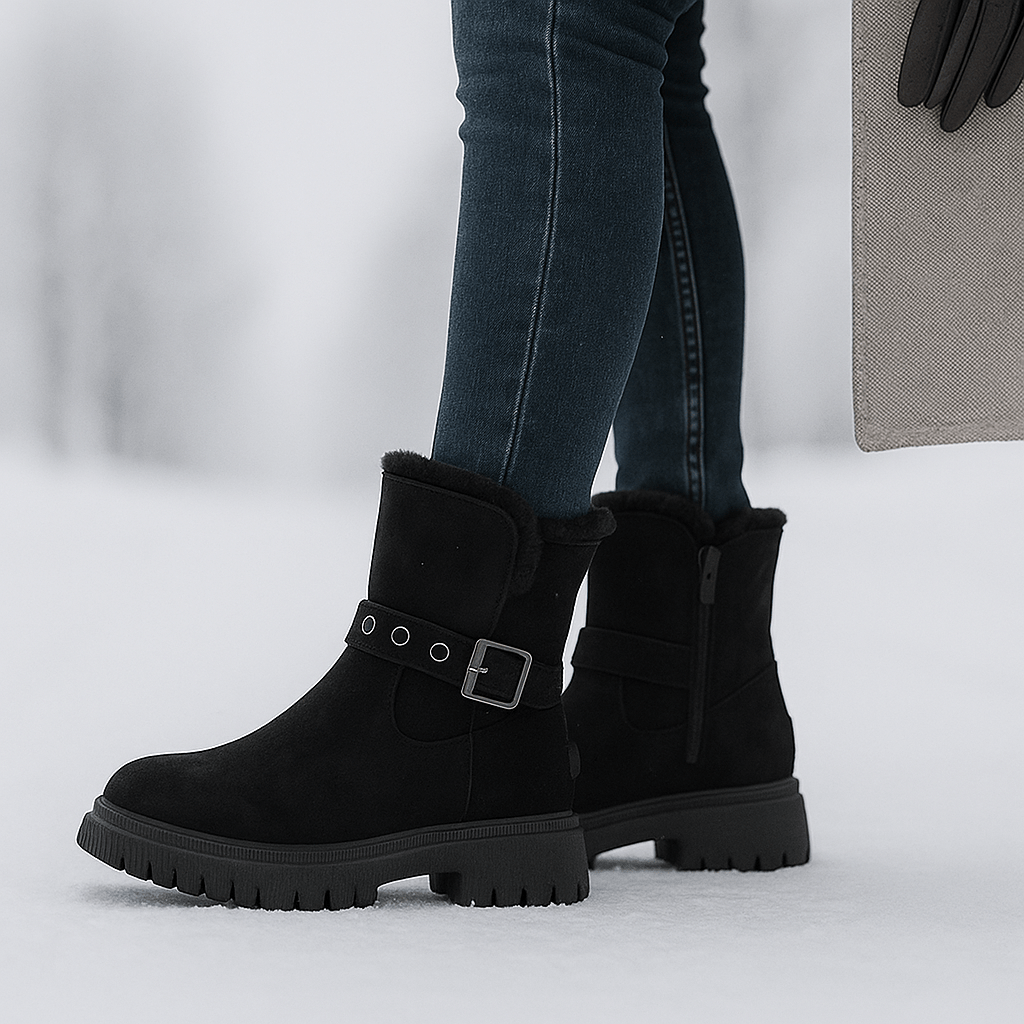 Botas Invierno Cuero Hebilla Lateral