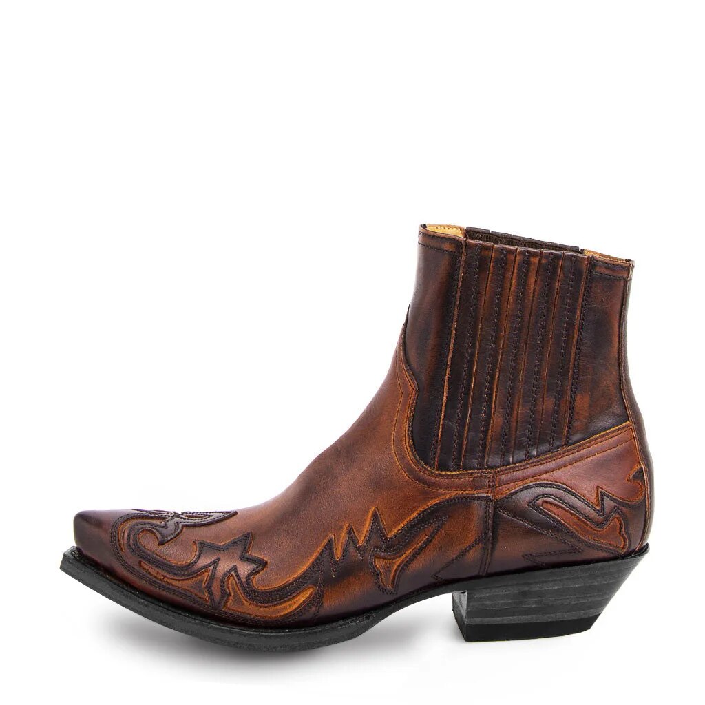 Botas vaquero hombre cuero punta estrecha