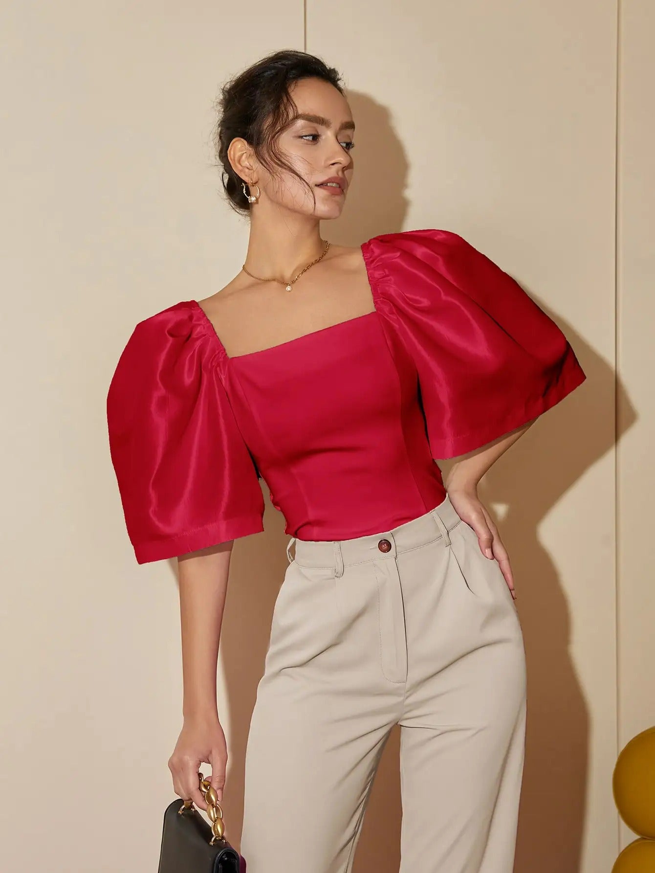 Top Mujer Estilo Vintage Cuello Cuadrado
