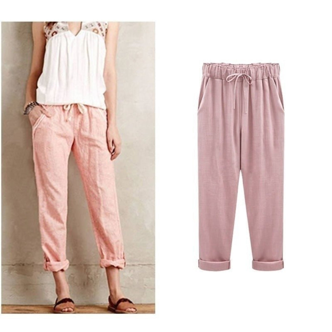 Pantalones Verano Mujer Con Cintura Elástica
