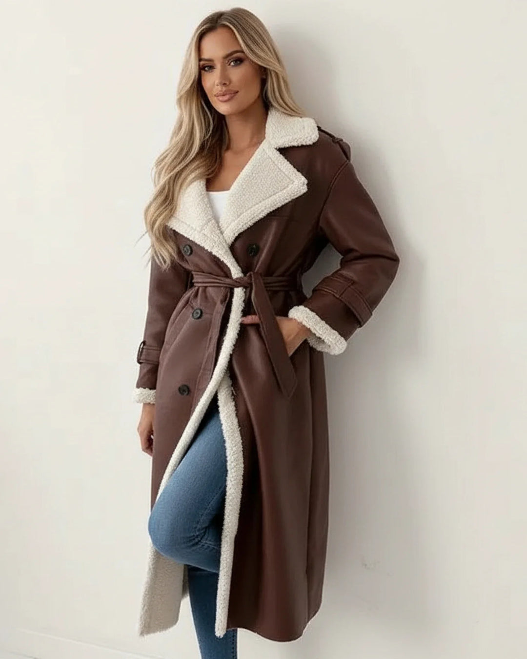 Abrigo Sherpa Femenino Largo Abrigado Invierno