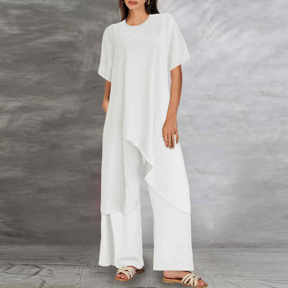 Conjunto Mujer Elegante Blusa Larga Pantalón