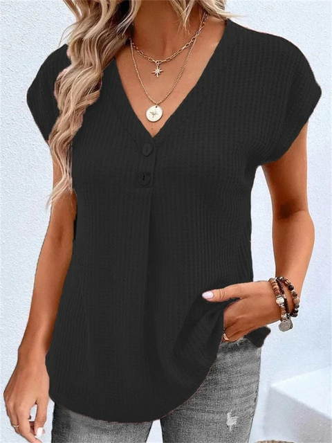 Camisa Mujer Sencilla Escote V - Vestiria