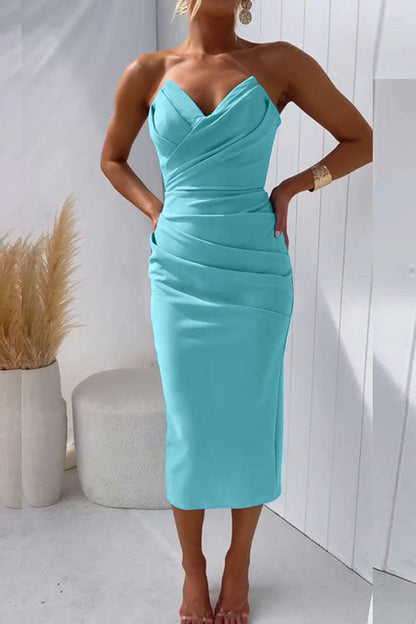 Vestido Midi Sin Hombros Feminino