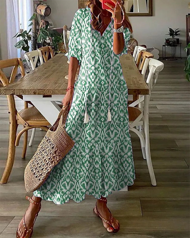 Vestido Boho Elegante con Escote en V