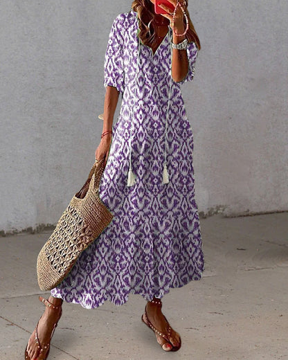 Vestido Boho Elegante con Escote en V