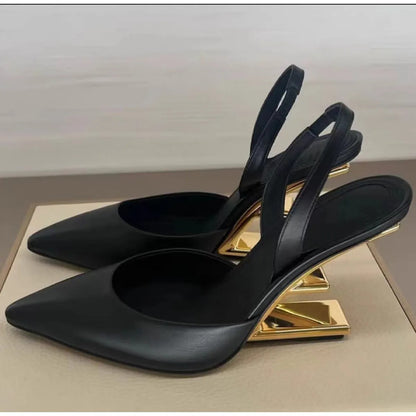 Sandalias de Tacón Mujer Diseño Metálico Elegantes - Vestiria