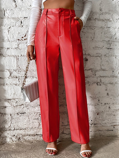 Pantalón Cuero Alto Cintura Estilo Clásico