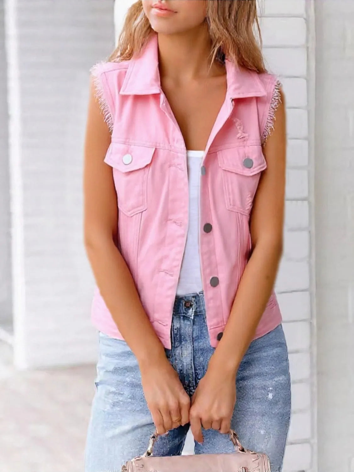 Chaleco Vaquero Desgastado Sin Mangas Moda - Vestiria