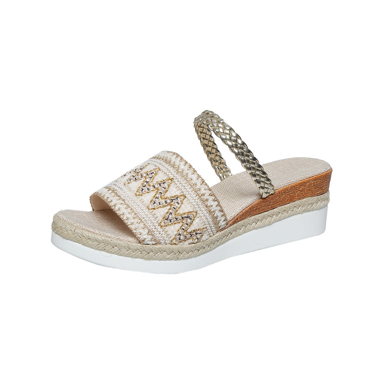 Sandalias de Cuña de Verano con Diseño de Ondas Coloridas Mujer