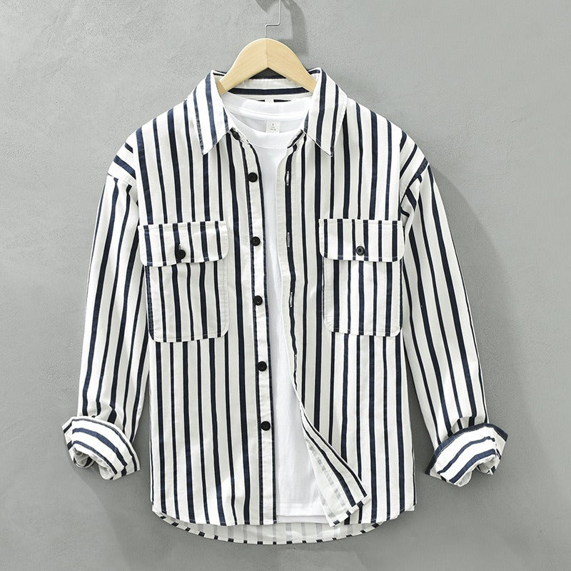 Camisa Hombre Algodón Rayas Relajada - Vestiria