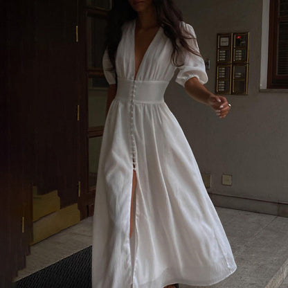 Vestido Mujer Cuello V Abierto Sexy