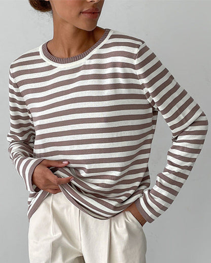 Blusa Mujer Rayada Elegante Manga Larga - Vestiria