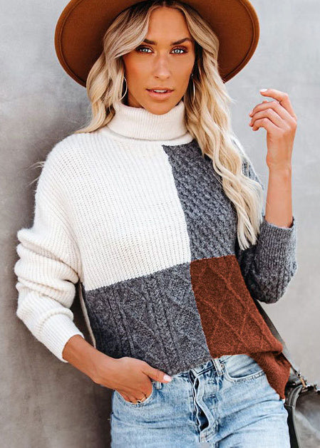 Blusa de Punto Cuello Alto Colorida