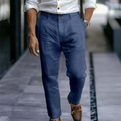 Pantalón lino hombre recto elegante casual