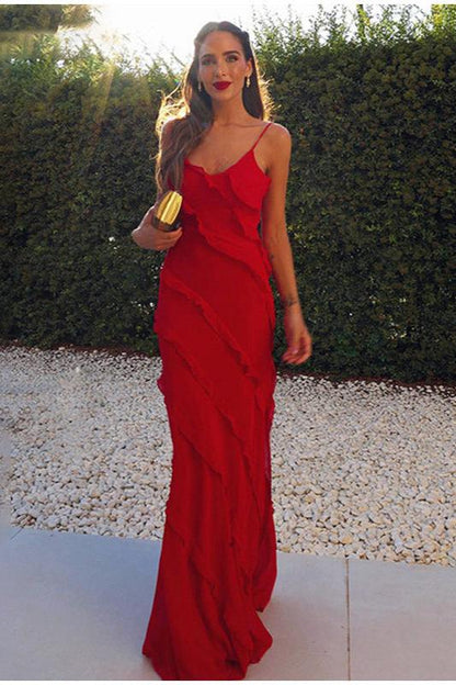 Vestido de Fiesta con Encaje y Volantes