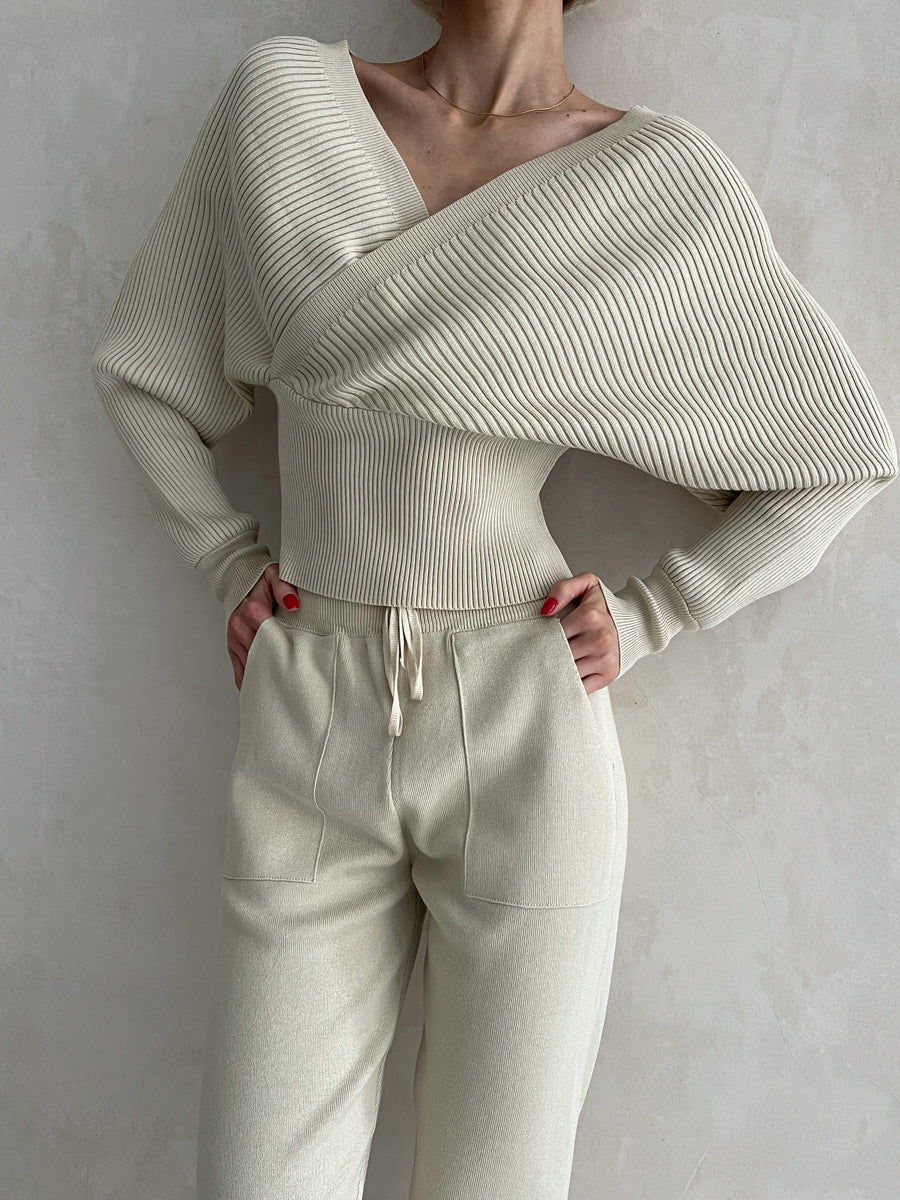 Pantalón y Top de Mujer con Hombros al Descubierto - Vestiria