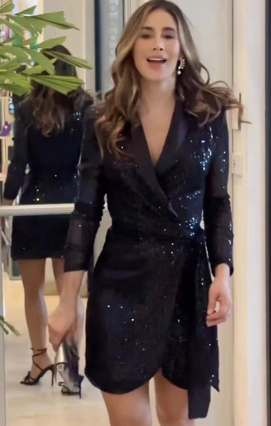Vestido de Fiesta Brillante con Lentejuelas - Vestiria