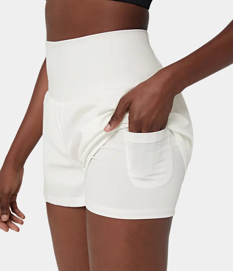 Pantalón corto deportivo mujer cintura alta con bolsillos