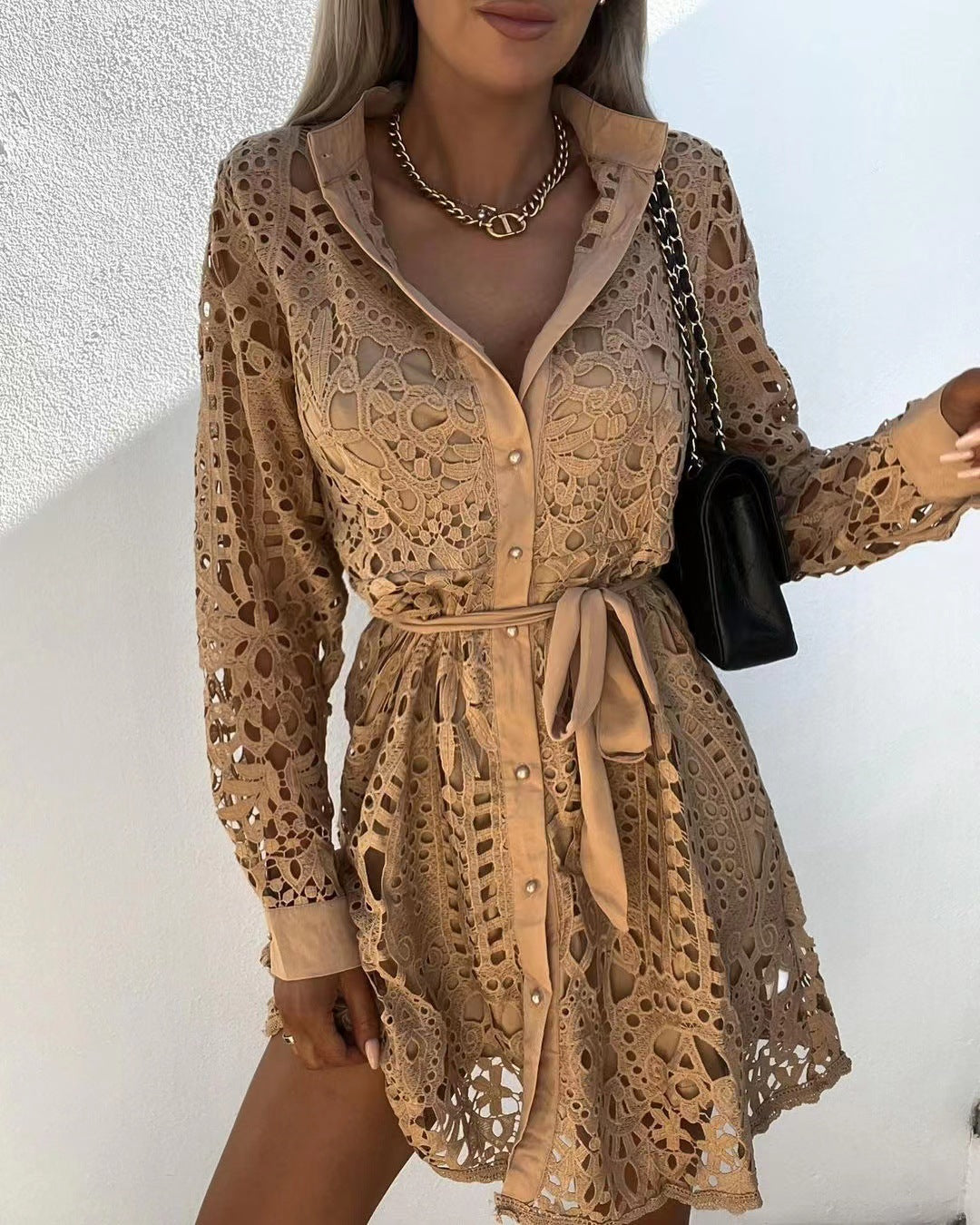 Vestido Camisero Ligero con Lazo