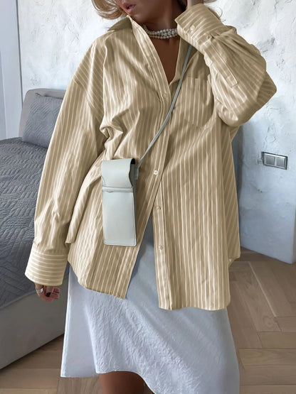 Camisa Mujer Rayas Clásica Manga Larga