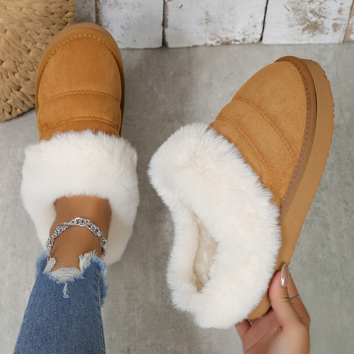 Pantuflas Mujer Piel Suave Invierno