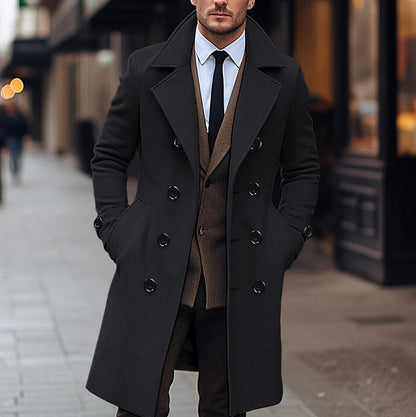 Abrigo Largo Hombre Lana Invierno Abrigado