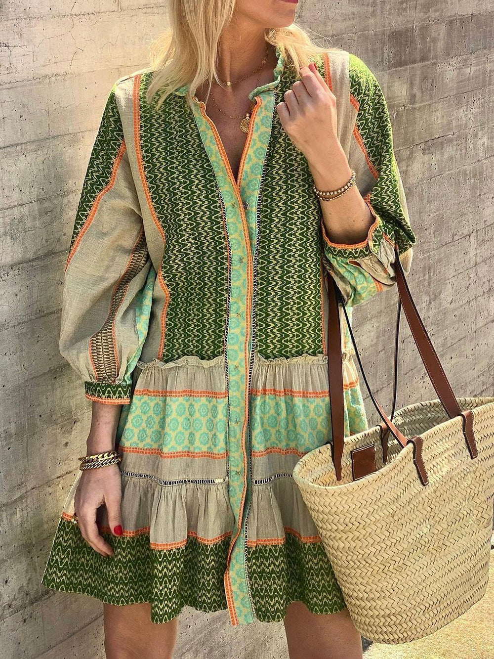 Vestido Corto Estampado Boho Mujer - Vestiria