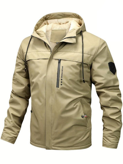 Chaqueta Hombre Impermeable con Capucha y Bolsillos