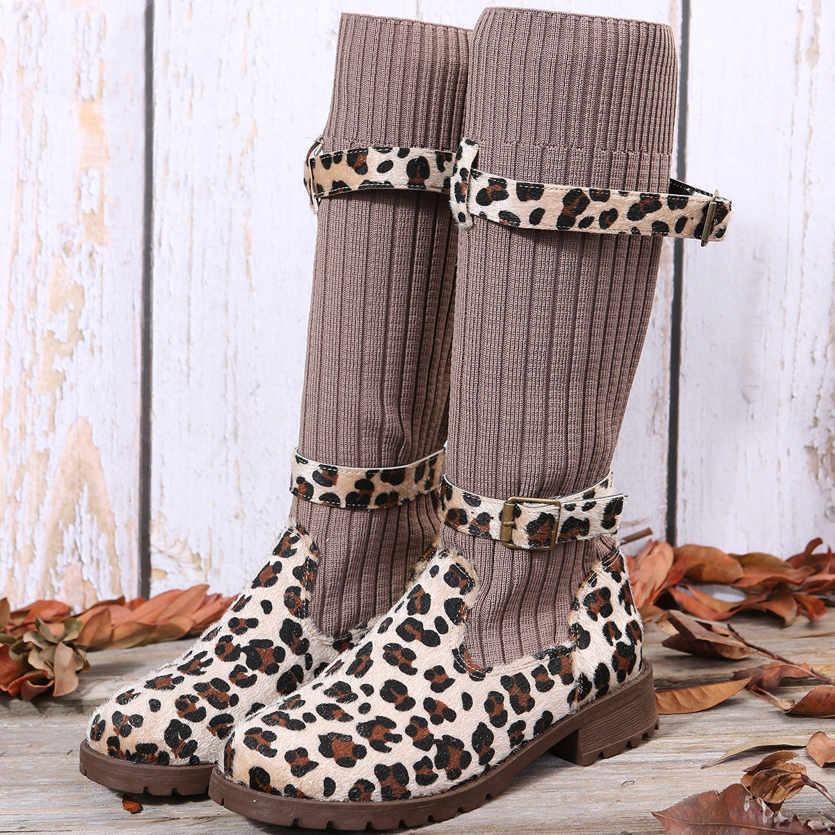 Botas Leopardinas Mujer Media Pierna