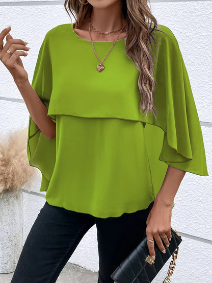 Blusa Capas Elegante con Mangas Amplias