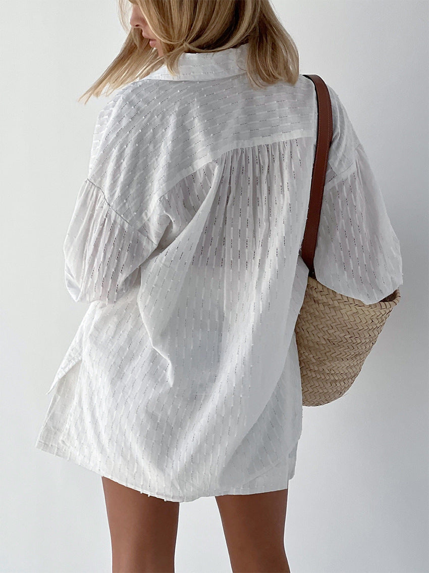 Conjunto Playa Blanco y Azul Marino - Vestiria