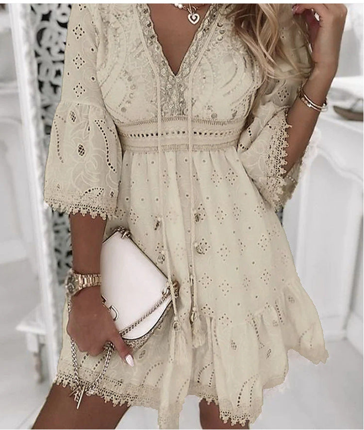 Vestido Boho Encaje Floral Corto