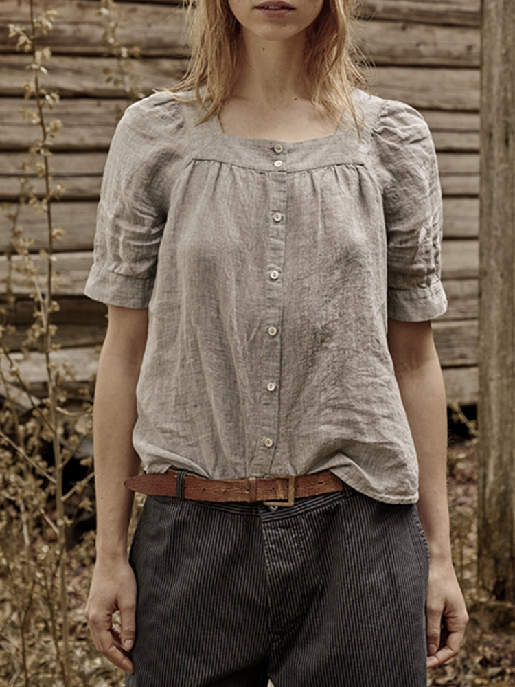 Blusa Lino Natural Elegante Mujer - Vestiria