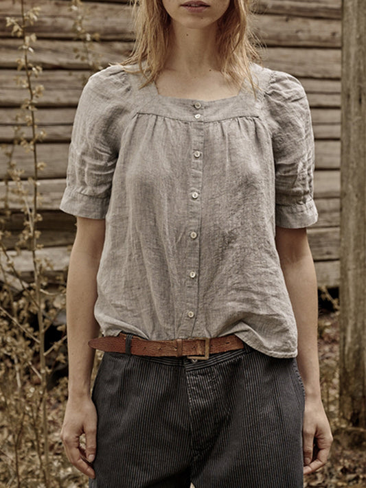 Blusa Lino Natural Elegante Mujer - Vestiria