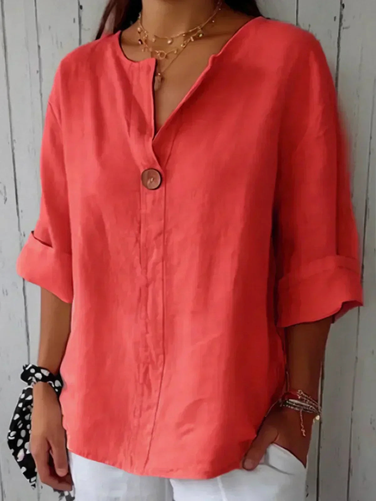 Blusa Mujer Elegante con Cuello Asimétrico Relajada