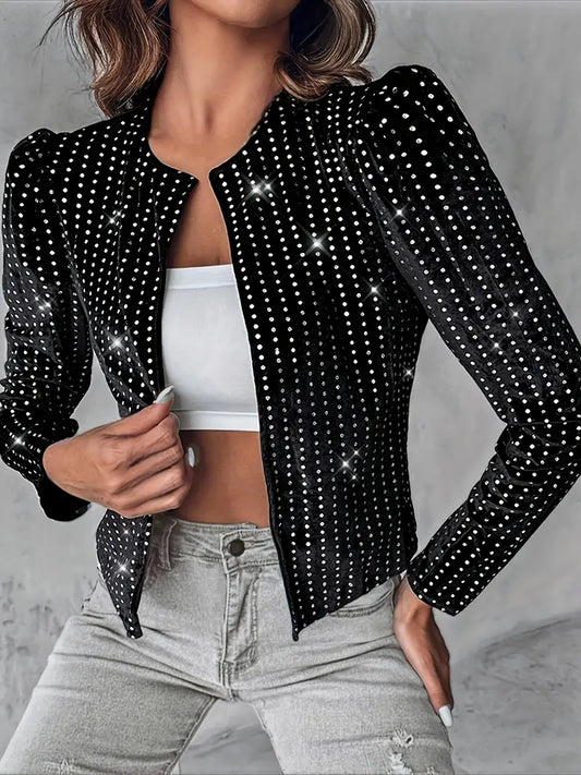 Chaqueta Mujer Elegante con Mangas Voladas y Lentejuelas - Vestiria