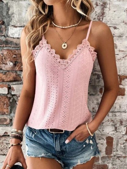 Camisa Mujer Cuello V Encaje Elegante