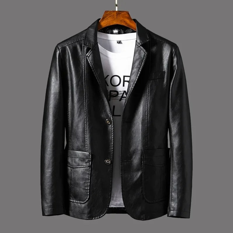 Chaqueta Cuero Hombre Elegante Clásico