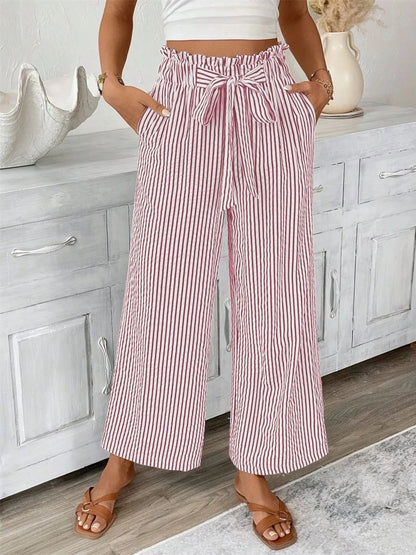 Pantalón Rayas anchas Cintura Alta Mujer