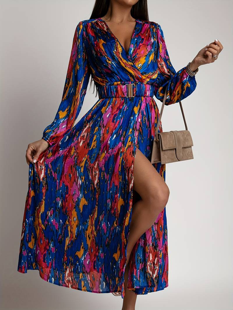 Vestido Mujer Estampado Escote Envuelto