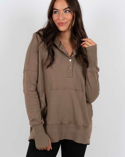 Blusa Deportiva Mujer Cuello en V Con Botones