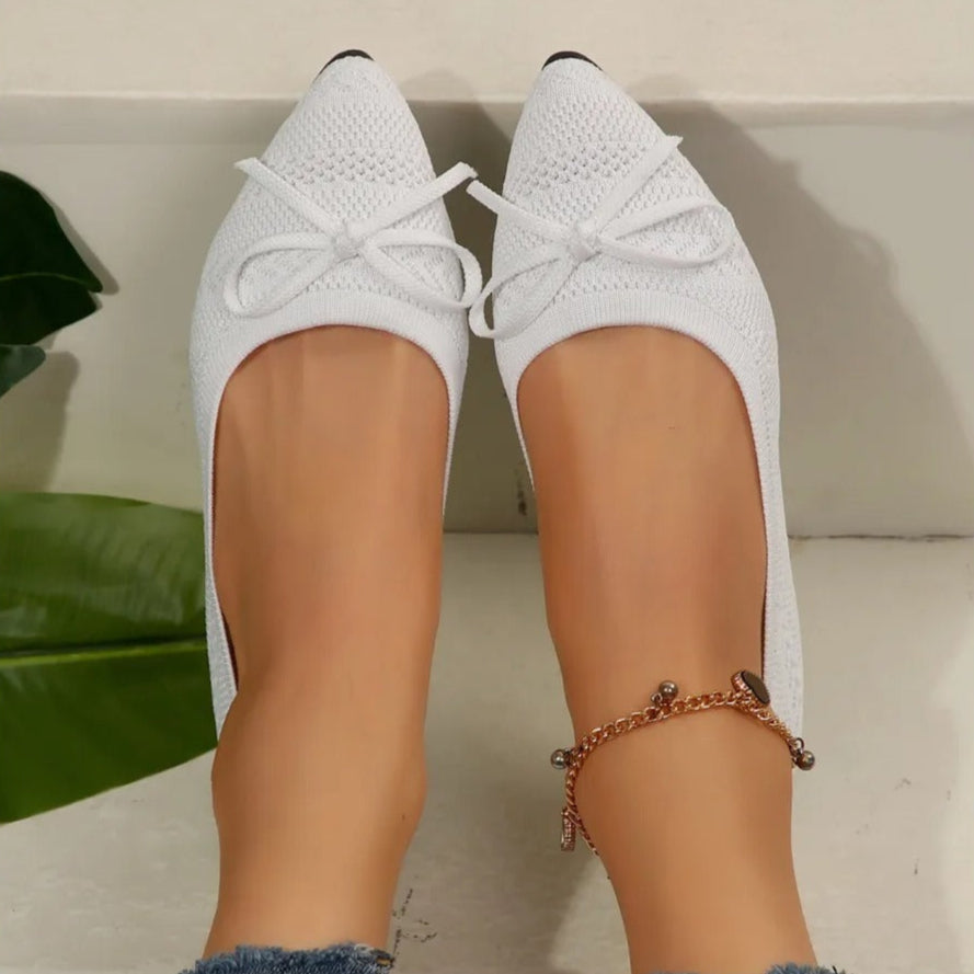 Zapatillas de punto cómodas con lazo para mujer