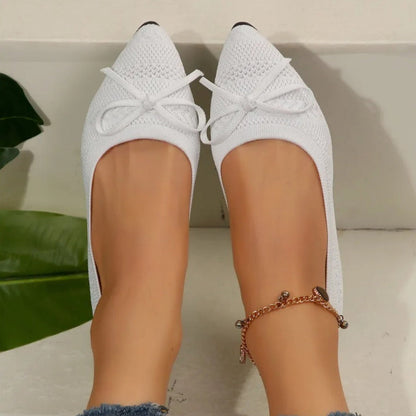 Zapatillas de punto cómodas con lazo para mujer