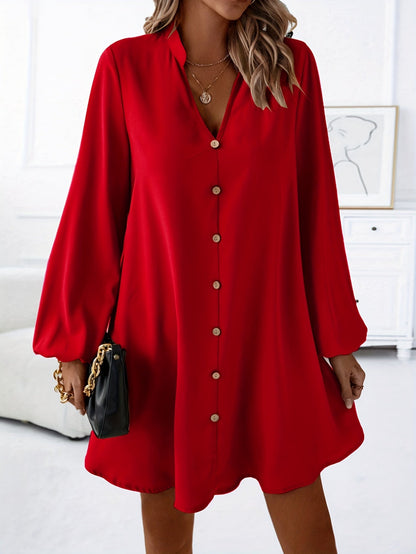 Vestido Casual Manga Larga Cuello V