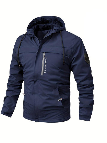 Chaqueta Hombre Impermeable con Capucha y Bolsillos