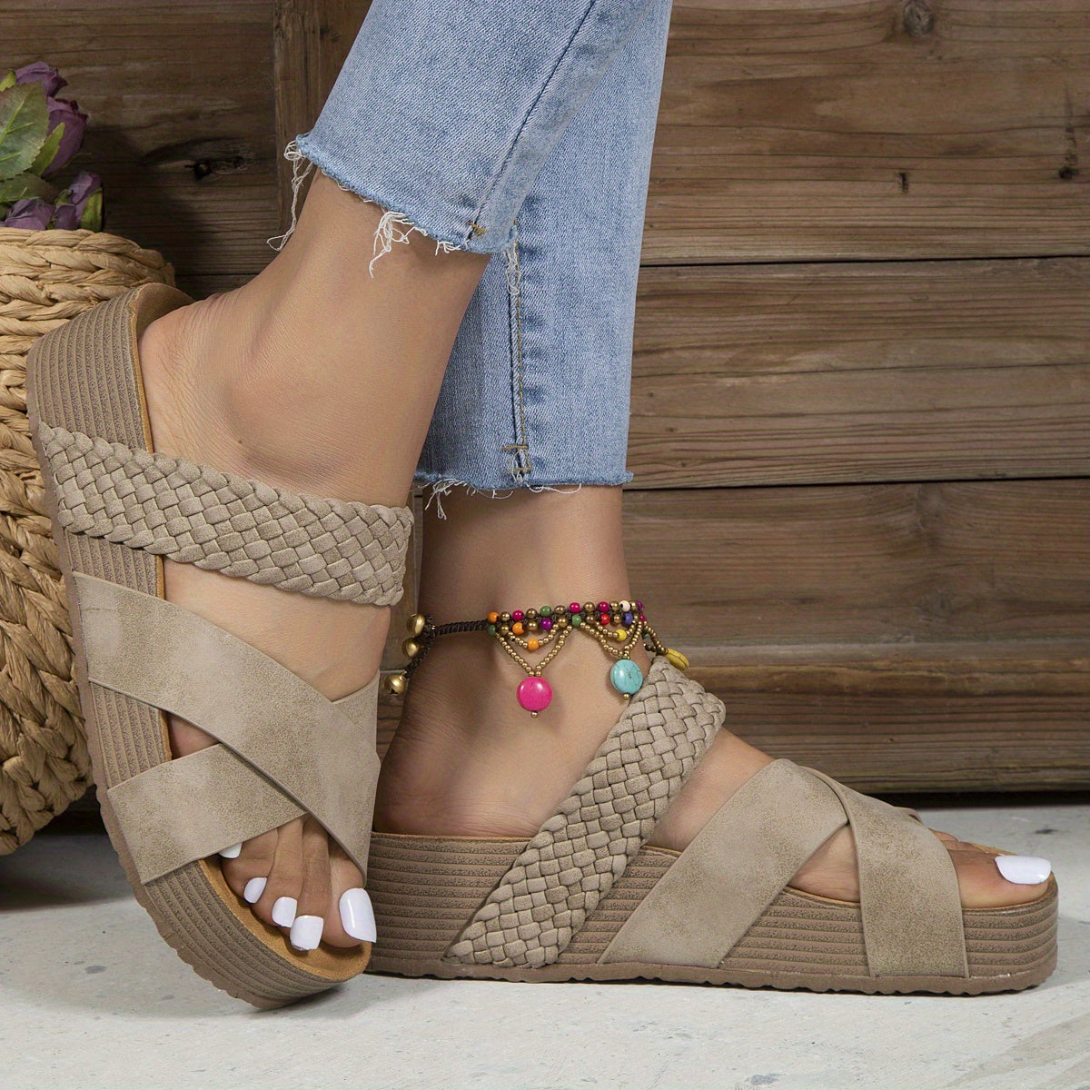 Sandalias Mujer Cuña Cork Elegantes y Ligeras